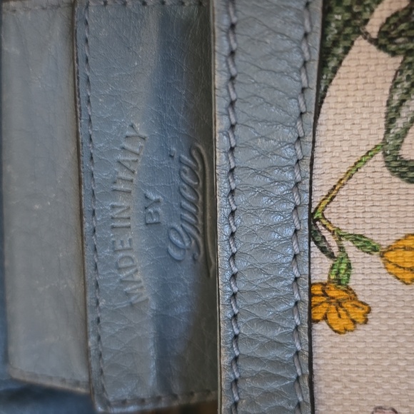 Gucci Floral Canvas Tote Blue Leather Trim Botanical Print Shoulder Bag W/COA - Picture 6 of 15